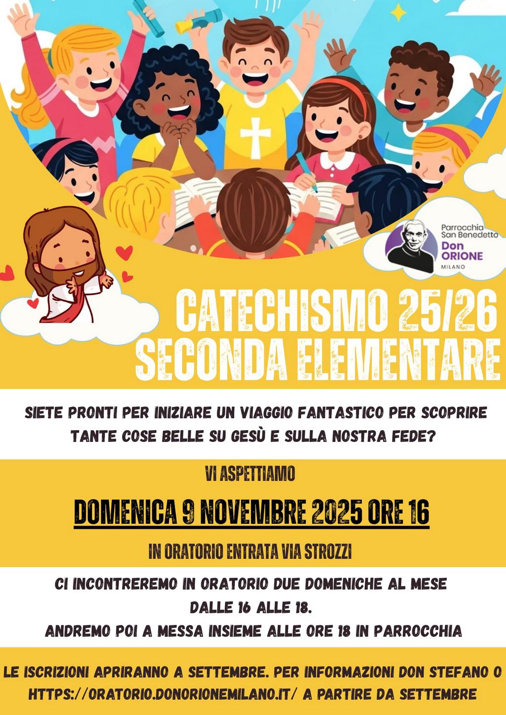 Cartello Iscrizioni catechismo 2° elementare, AP 2025-26