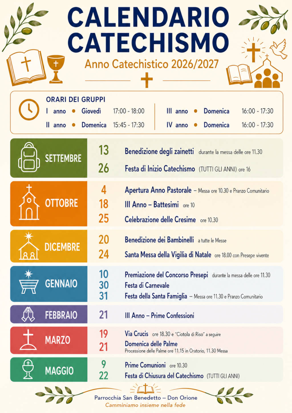 Calendario Catechismo 2026-27