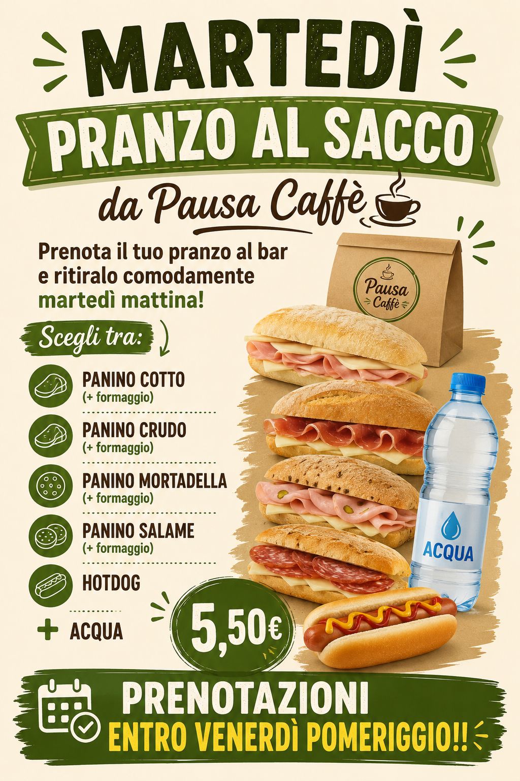 Manifesto: martedì pranzo al sacco